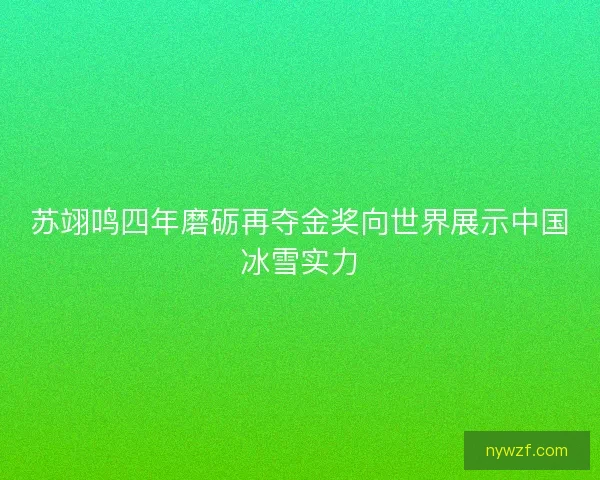 苏翊鸣四年磨砺再夺金奖向世界展示中国冰雪实力