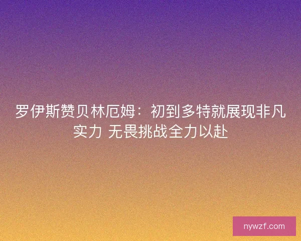罗伊斯赞贝林厄姆：初到多特就展现非凡实力 无畏挑战全力以赴