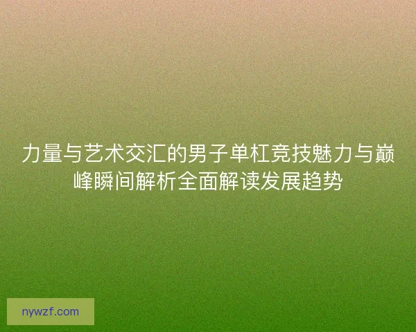 力量与艺术交汇的男子单杠竞技魅力与巅峰瞬间解析全面解读发展趋势
