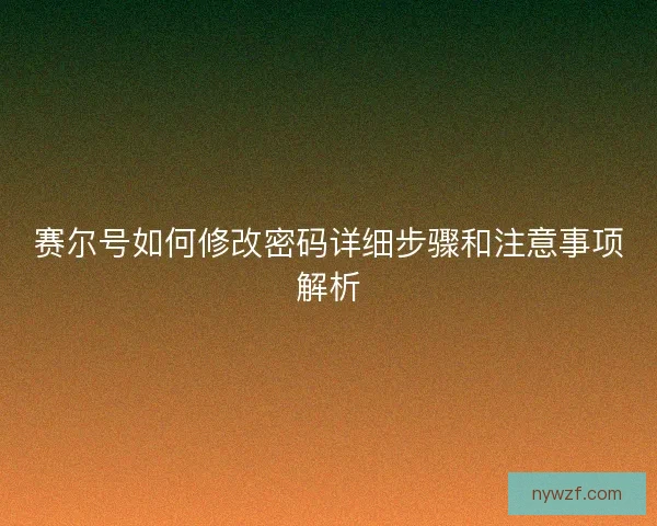 赛尔号如何修改密码详细步骤和注意事项解析