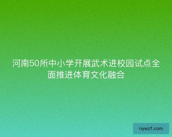 河南50所中小学开展武术进校园试点全面推进体育文化融合