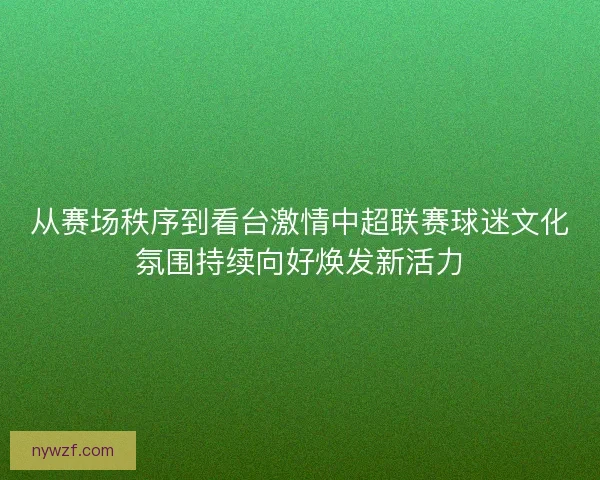 从赛场秩序到看台激情中超联赛球迷文化氛围持续向好焕发新活力 从赛场秩序到看台激情中超联赛球迷文化氛围持续向好焕发新活力