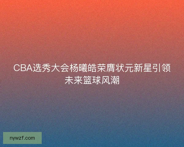 CBA选秀大会杨曦皓荣膺状元新星引领未来篮球风潮 CBA选秀大会杨曦皓荣膺状元新星引领未来篮球风潮