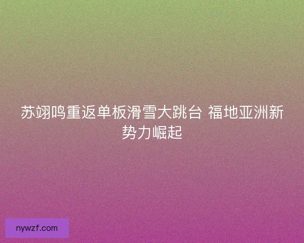 苏翊鸣重返单板滑雪大跳台 福地亚洲新势力崛起 苏翊鸣重返单板滑雪大跳台 福地亚洲新势力崛起